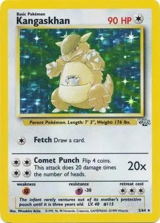 Kangaskhan (5) (5) 005  - Unlimited Holofoil Jungle - Holo Rare Jungle Pokemon Single  Squirtle Squad Card Shop.