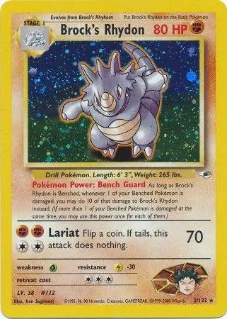 WOTC - Gym Heroes - Brock's Rhydon 002/132 - Unlimited Holo