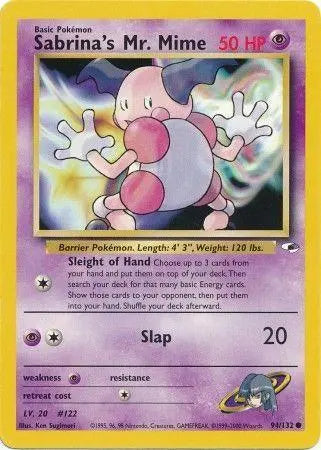 Sabrina's Mr. Mime 094  - Unlimited Gym Heroes - Common Gym Heroes Pokemon Single  Squirtle Squad Card Shop.