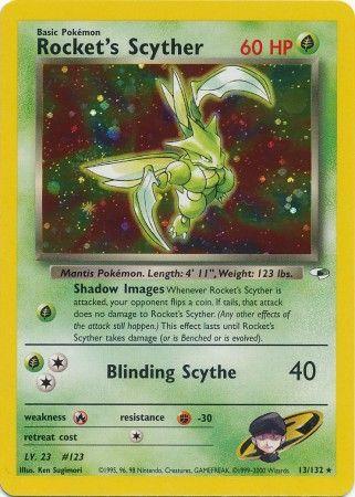 Rocket's Scyther 013  - Unlimited Holofoil Gym Heroes - Holo Rare Gym Heroes Pokemon Single  Squirtle Squad Card Shop.