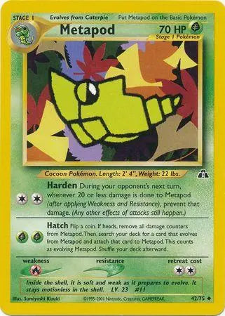 Metapod 042  - Unlimited Neo Discovery - Uncommon Neo Discovery Pokemon Single  Squirtle Squad Card Shop.