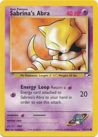 Sabrina's Abra 091  - Unlimited Gym Heroes - Common Gym Heroes Pokemon Single  Squirtle Squad Card Shop.