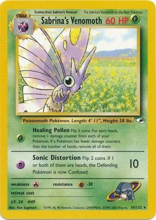Sabrina's Venomoth 034  - Unlimited Gym Heroes - Rare Gym Heroes Pokemon Single  Squirtle Squad Card Shop.