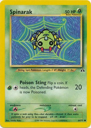Spinarak 064  - Unlimited Neo Discovery - Common Neo Discovery Pokemon Single  Squirtle Squad Card Shop.