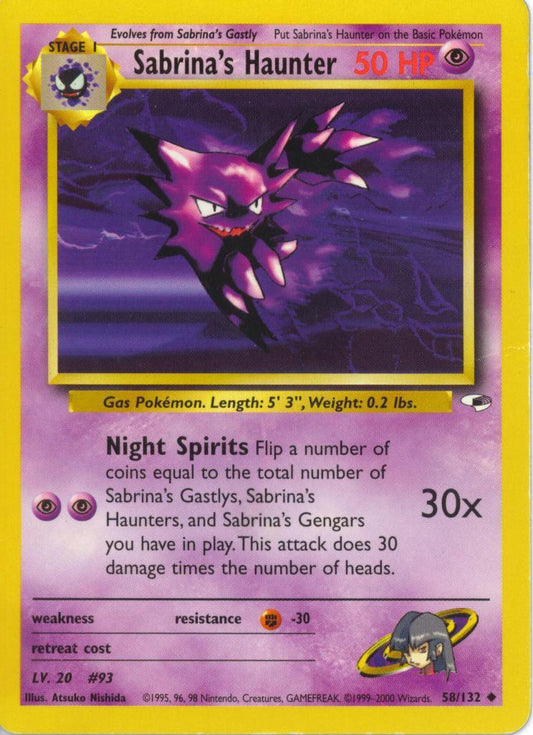 Sabrina's Haunter 058  - Unlimited Gym Heroes - Uncommon Gym Heroes Pokemon Single  Squirtle Squad Card Shop.