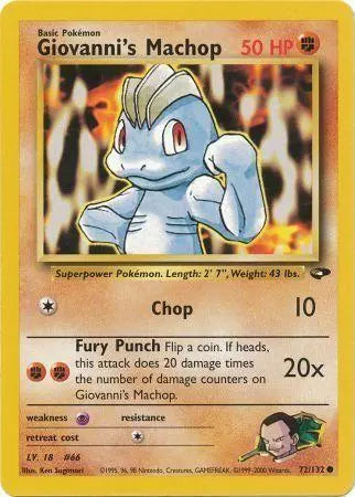 Giovanni's Machop 072  - Unlimited Gym Challenge - Common Gym Challenge Pokemon Single  Squirtle Squad Card Shop.