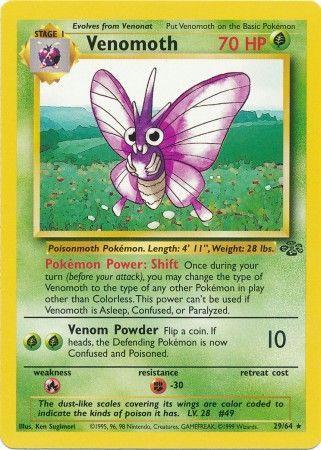 Venomoth 29/64 Rare Jungle Unlimited Pokemon Card Jungle Pokemon Single  Squirtle Squad Card Shop.