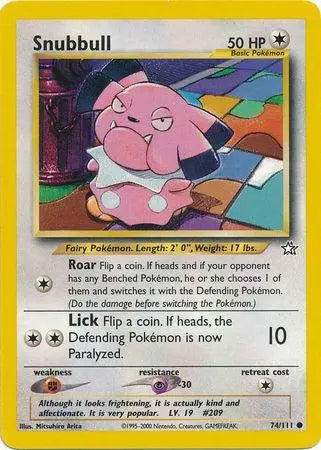 Snubbull 074  - Unlimited Neo Genesis - Common Neo Genesis Pokemon Single  Squirtle Squad Card Shop.