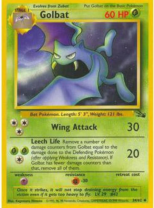 Golbat 034/62 - Fossil Unlimited - Uncommon Pokémon Card Fossil Pokemon Single  Squirtle Squad Card Shop.