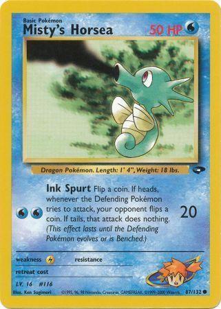 Misty's Horsea 087  - Unlimited Gym Challenge - Common Gym Challenge Pokemon Single  Squirtle Squad Card Shop.