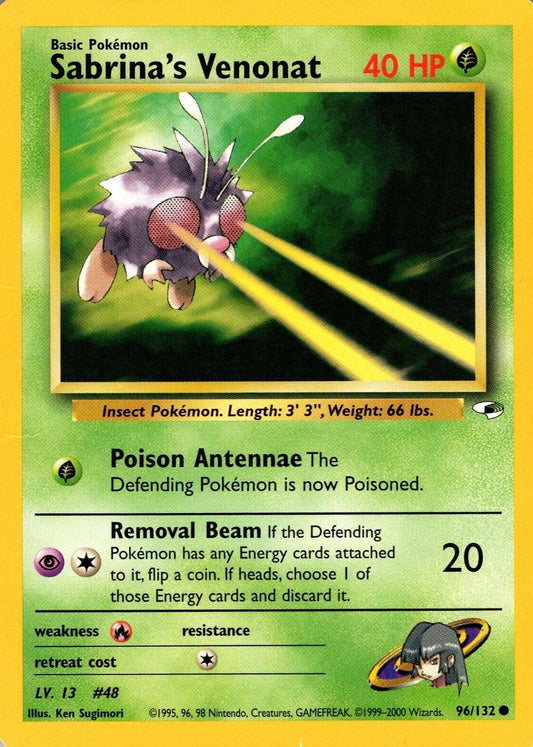 Sabrina's Venonat 096  - Unlimited Gym Heroes - Common Gym Heroes Pokemon Single  Squirtle Squad Card Shop.