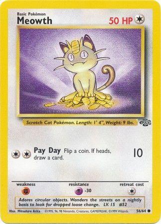 Meowth 56/64 Jungle Ulimited Pokemon Card