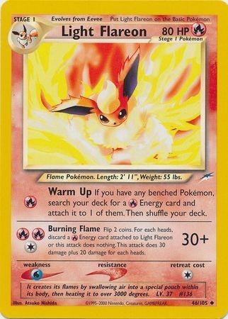 Light Flareon 046  - Unlimited Neo Destiny - Uncommon Neo Destiny Pokemon Single  Squirtle Squad Card Shop.
