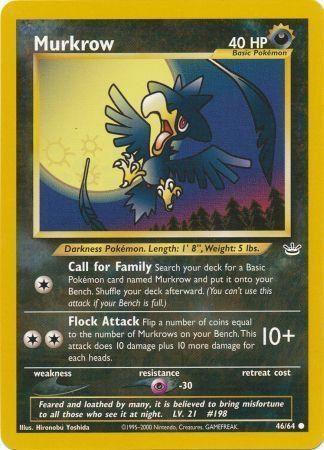 Murkrow 046  - Unlimited Neo Revelation - Common Neo Revelation Pokemon Single  Squirtle Squad Card Shop.
