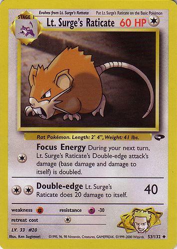 Lt. Surge's Raticate 053  - Unlimited Gym Challenge - Uncommon Gym Challenge Pokemon Single  Squirtle Squad Card Shop.