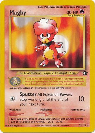 Magby 023  - Unlimited Neo Genesis - Rare Neo Genesis Pokemon Single  Squirtle Squad Card Shop.