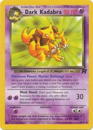 Dark Kadabra 039  - Unlimited Team Rocket - Uncommon Team Rocket Pokemon Single  Squirtle Squad Card Shop.