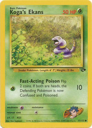 Koga's Ekans 077  - Unlimited Gym Challenge - Common Gym Challenge Pokemon Single  Squirtle Squad Card Shop.