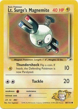 Lt. Surge's Magnemite (80) (80) 080  - Unlimited Gym Heroes - Common Gym Heroes Pokemon Single  Squirtle Squad Card Shop.