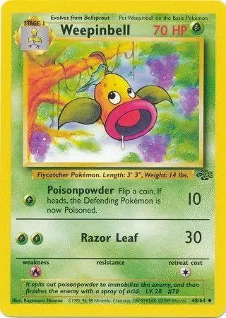 Weepinbell 48/64 Jungle Ulimited Pokemon Card Jungle Pokemon Single  Squirtle Squad Card Shop.
