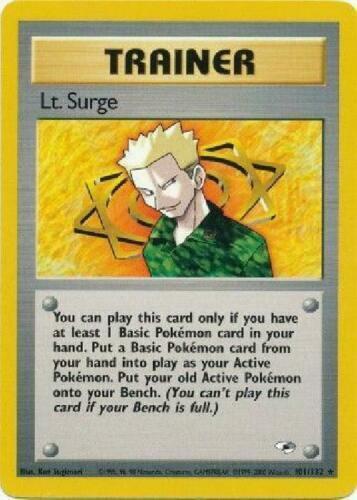 Lt. Surge (101) (101) 101  - Unlimited Gym Heroes - Rare Gym Heroes Pokemon Single  Squirtle Squad Card Shop.