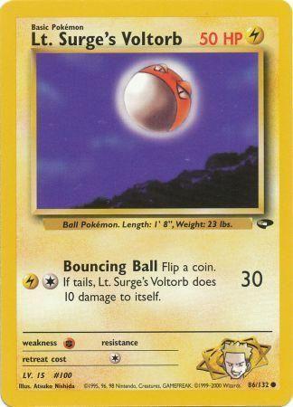 Lt. Surge's Voltorb 086  - Unlimited Gym Challenge - Common Gym Challenge Pokemon Single  Squirtle Squad Card Shop.