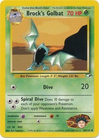Brock's Golbat 039  - Unlimited Gym Heroes - Uncommon Gym Heroes Pokemon Single  Squirtle Squad Card Shop.