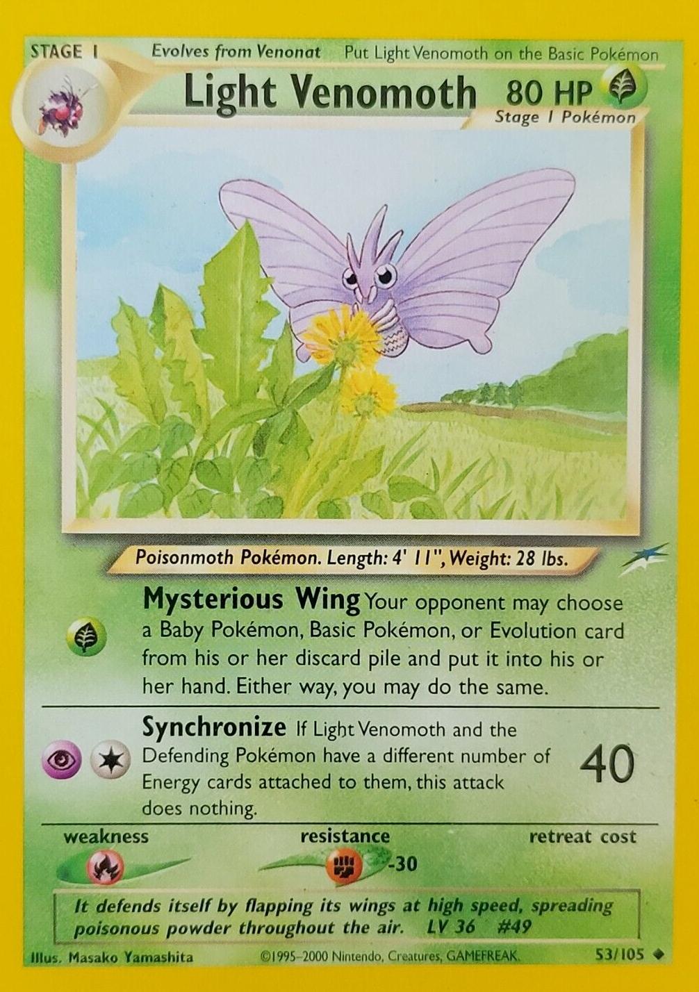Light Venomoth 053  - Unlimited Neo Destiny - Uncommon Neo Destiny Pokemon Single  Squirtle Squad Card Shop.