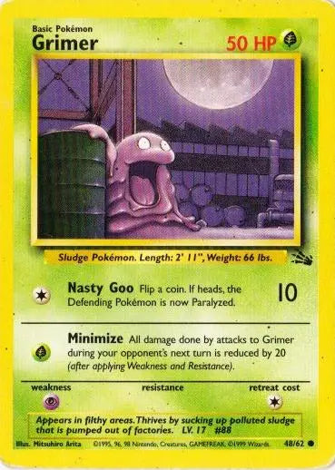 Grimer 048/62 - Fossil Unlimited - Common Pokémon Card Fossil Pokemon Single  Squirtle Squad Card Shop.