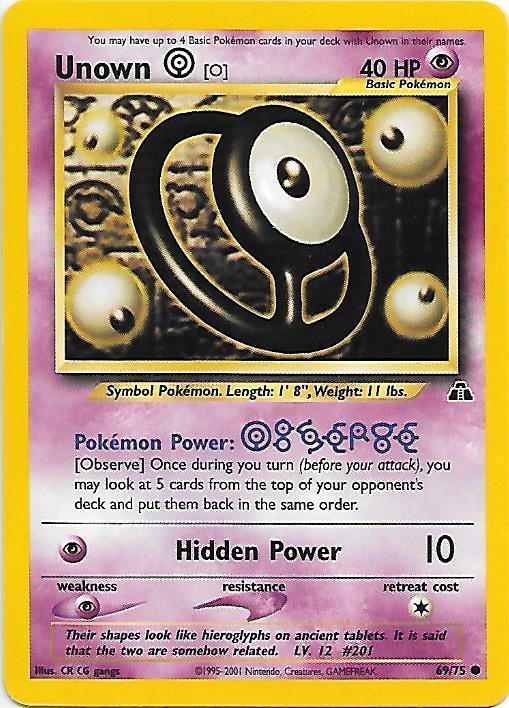 Unown [O] 069  - Unlimited Neo Discovery - Common Neo Discovery Pokemon Single  Squirtle Squad Card Shop.