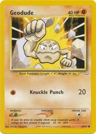 Geodude 044  - Unlimited Neo Revelation - Common Neo Revelation Pokemon Single  Squirtle Squad Card Shop.