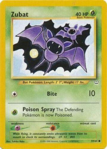 Zubat 059  - Unlimited Neo Revelation - Common Neo Revelation Pokemon Single  Squirtle Squad Card Shop.
