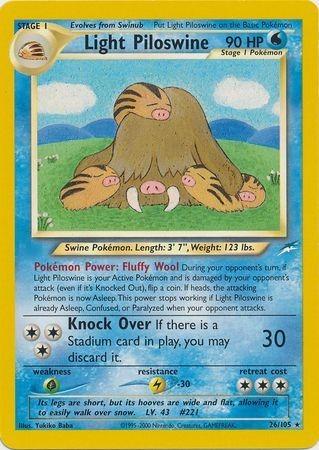 Light Piloswine  - Unlimited Neo Destiny - Rare Neo Destiny Pokemon Single  Squirtle Squad Card Shop.