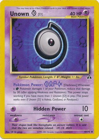 Unown [D] 047  - Unlimited Neo Discovery - Uncommon Neo Discovery Pokemon Single  Squirtle Squad Card Shop.
