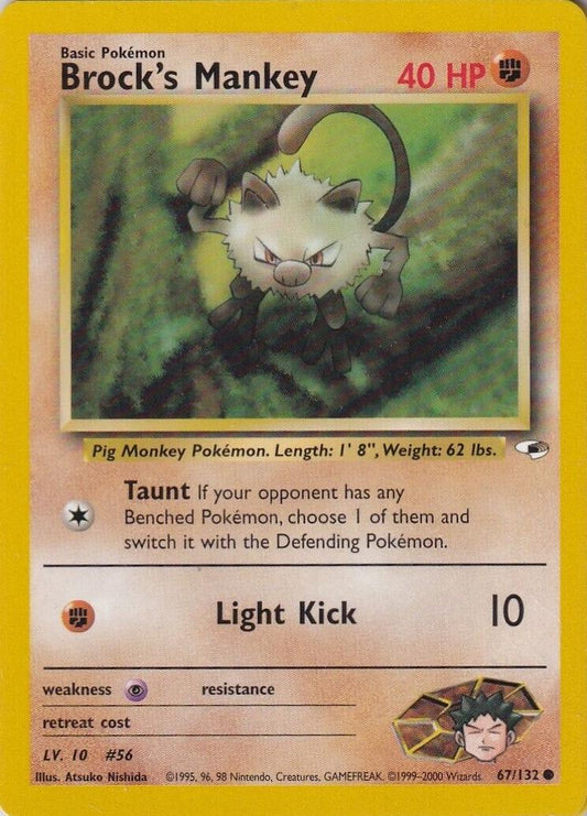 Brock's Mankey (67) (67) 067  - Unlimited Gym Heroes - Common Gym Heroes Pokemon Single  Squirtle Squad Card Shop.