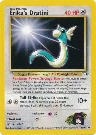 Erika's Dratini 042  - Unlimited Gym Heroes - Uncommon Gym Heroes Pokemon Single  Squirtle Squad Card Shop.