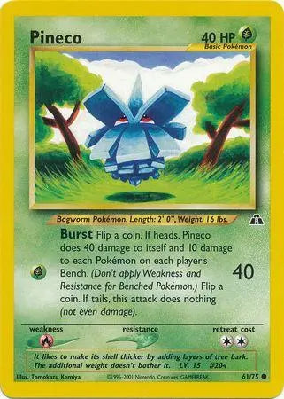 Pineco 061  - Unlimited Neo Discovery - Common Neo Discovery Pokemon Single  Squirtle Squad Card Shop.
