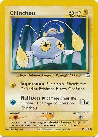 Chinchou 055  - Unlimited Neo Genesis - Common Neo Genesis Pokemon Single  Squirtle Squad Card Shop.