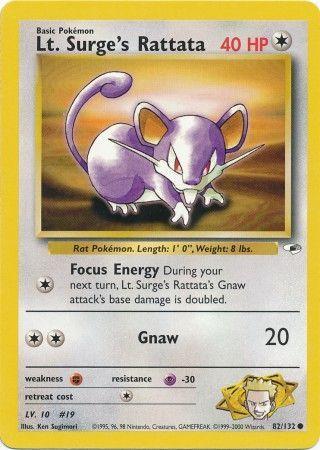 Lt. Surge's Rattata 082  - Unlimited Gym Heroes - Common Gym Heroes Pokemon Single  Squirtle Squad Card Shop.