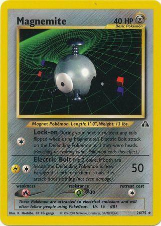 Magnemite (26)  - Unlimited Neo Discovery - Rare Neo Discovery Pokemon Single  Squirtle Squad Card Shop.