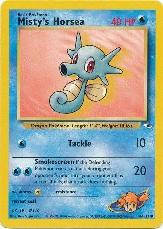 Misty's Horsea 086  - Unlimited Gym Heroes - Common Gym Heroes Pokemon Single  Squirtle Squad Card Shop.