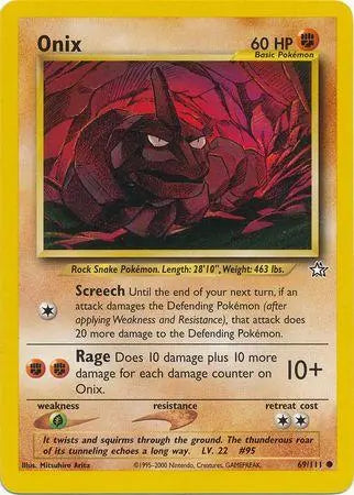 Onix 069  - Unlimited Neo Genesis - Common Neo Genesis Pokemon Single  Squirtle Squad Card Shop.