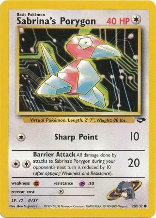 Sabrina's Porygon 098  - Unlimited Gym Challenge - Common Gym Challenge Pokemon Single  Squirtle Squad Card Shop.