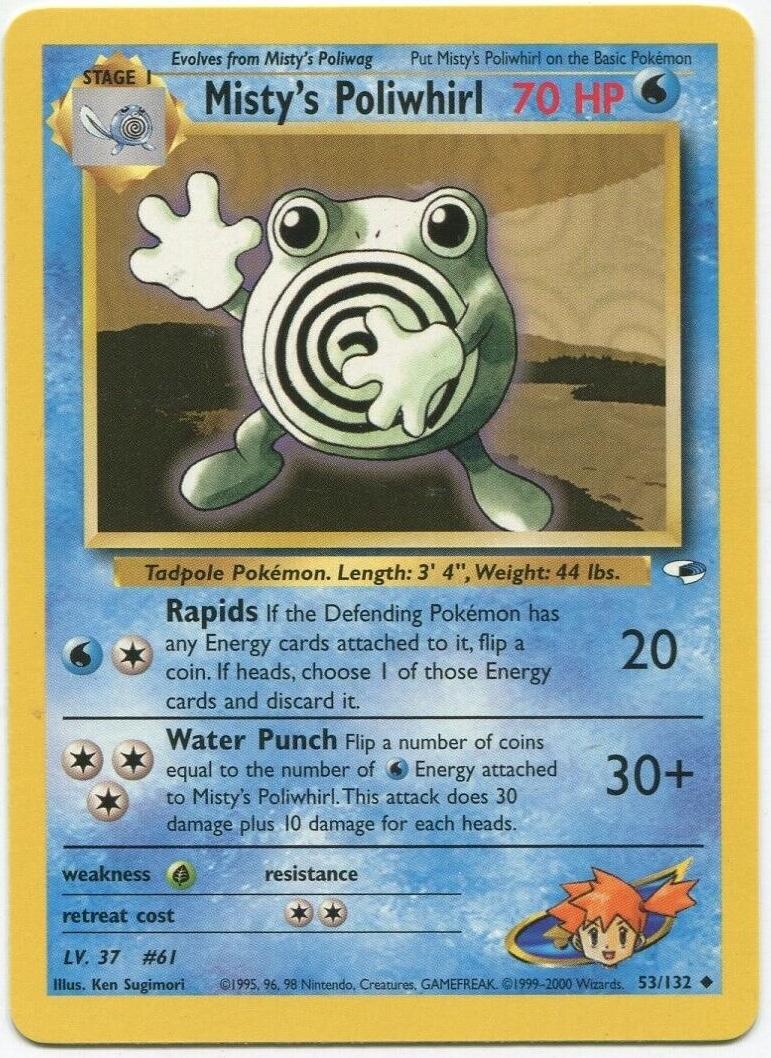 Misty's Poliwhirl 053  - Unlimited Gym Heroes - Uncommon Gym Heroes Pokemon Single  Squirtle Squad Card Shop.