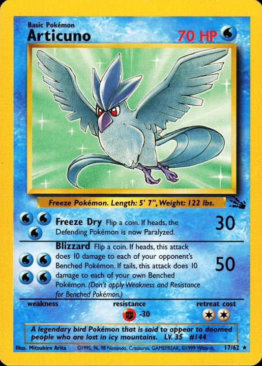 Articuno (17) (17) 017  - Unlimited Fossil - Rare Fossil Pokemon Single  Squirtle Squad Card Shop.