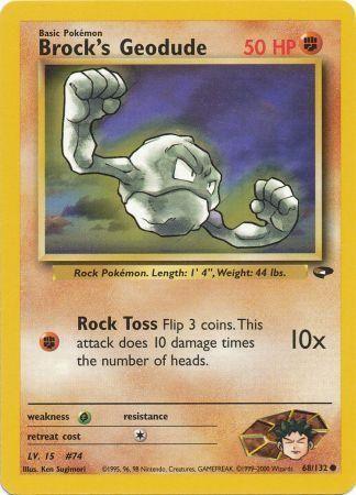 Brock's Geodude 068  - Unlimited Gym Challenge - Common Gym Challenge Pokemon Single  Squirtle Squad Card Shop.
