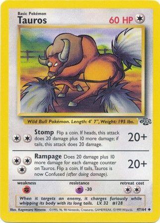 Tauros 47/64 Jungle Ulimited Pokemon Card Jungle Pokemon Single  Squirtle Squad Card Shop.