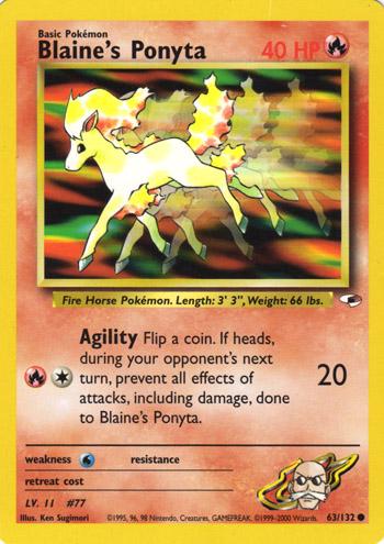 Blaine's Ponyta 063  - Unlimited Gym Heroes - Common Gym Heroes Pokemon Single  Squirtle Squad Card Shop.