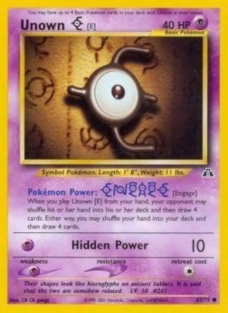Unown [E] 067  - Unlimited Neo Discovery - Common Neo Discovery Pokemon Single  Squirtle Squad Card Shop.
