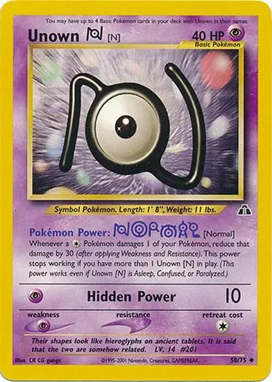 Unown [N] 050  - Unlimited Neo Discovery - Uncommon Neo Discovery Pokemon Single  Squirtle Squad Card Shop.
